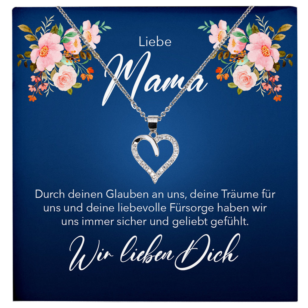 22Feels® Unsere Mama Geschenk Silber 925/000 Herz Halskette Muttertag Frauen Schmuck mit Karte Mutter Geburtstag Weihnachten Damen Collier Eltern-Schmuck mit Botschaftskarte - Herz21-22Feels