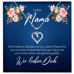 22Feels® Unsere Mama Geschenk Silber 925/000 Herz Halskette Muttertag Frauen Schmuck mit Karte Mutter Geburtstag Weihnachten Damen Collier Eltern-Schmuck mit Botschaftskarte - Herz21-22Feels
