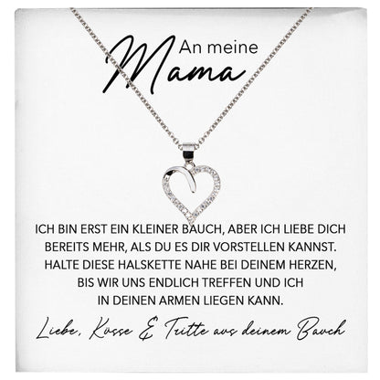22Feels® Werdende Mama Schwangerschaft Geschenk von Baby Muttertag Silber 925/000 Herz Halskette Karte Frauen Schmuck Collier Babyparty Gender Reveal-Schmuck mit Botschaftskarte - Herz21-22Feels