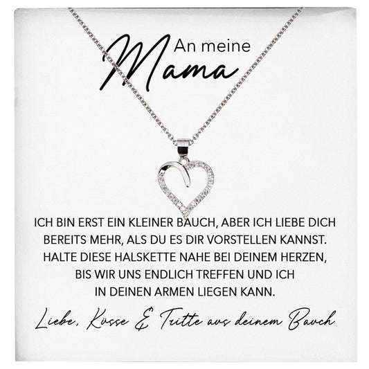 22Feels® Werdende Mama Schwangerschaft Geschenk von Baby Muttertag Silber 925/000 Herz Halskette Karte Frauen Schmuck Collier Babyparty Gender Reveal-Schmuck mit Botschaftskarte - Herz21-22Feels