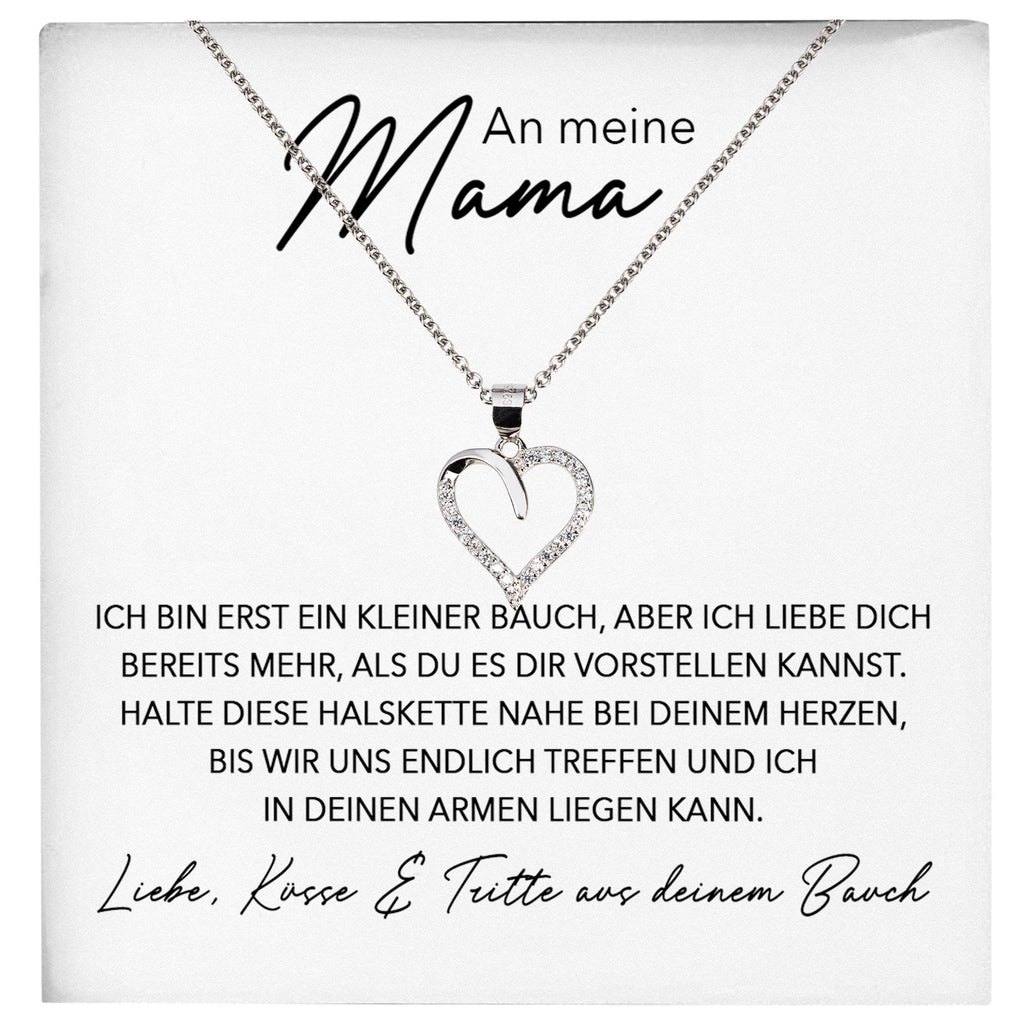 22Feels® Werdende Mama Schwangerschaft Geschenk von Baby Muttertag Silber 925/000 Herz Halskette Karte Frauen Schmuck Collier Babyparty Gender Reveal-Schmuck mit Botschaftskarte - Herz21-22Feels