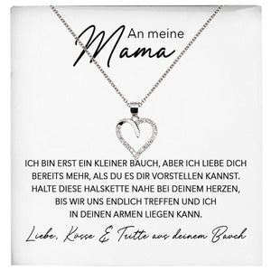 22Feels® Werdende Mama Schwangerschaft Geschenk von Baby Muttertag Silber 925/000 Herz Halskette Karte Frauen Schmuck Collier Babyparty Gender Reveal-Schmuck mit Botschaftskarte - Herz21-22Feels