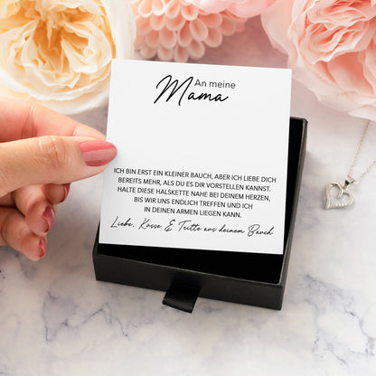 22Feels® Werdende Mama Schwangerschaft Geschenk von Baby Muttertag Silber 925/000 Herz Halskette Karte Frauen Schmuck Collier Babyparty Gender Reveal-Schmuck mit Botschaftskarte - Herz21-22Feels