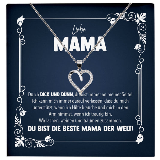 22Feels® Liebe Mama Geschenk Silber 925/000 Herz Halskette Muttertag Valentinstag Frauen Schmuck Karte Mutter Geburtstag Weihnachten Damen Collier Eltern-Schmuck mit Botschaftskarte - Herz21-22Feels