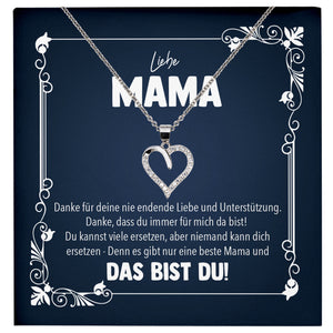 22Feels® Liebe Mama Geschenk Silber 925/000 Herz Halskette Muttertag Valentinstag Frauen Schmuck Karte Mutter Geburtstag Weihnachten Damen Collier Eltern-Schmuck mit Botschaftskarte - Herz21-22Feels