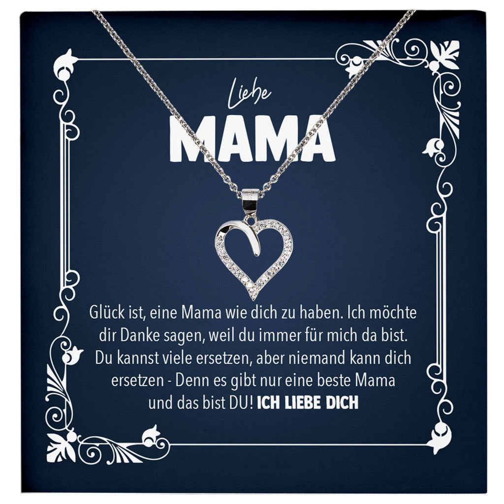 22Feels® Liebe Mama Geschenk Silber 925/000 Herz Halskette Muttertag Valentinstag Frauen Schmuck Karte Mutter Geburtstag Weihnachten Damen Collier Eltern-Schmuck mit Botschaftskarte - Herz21-22Feels