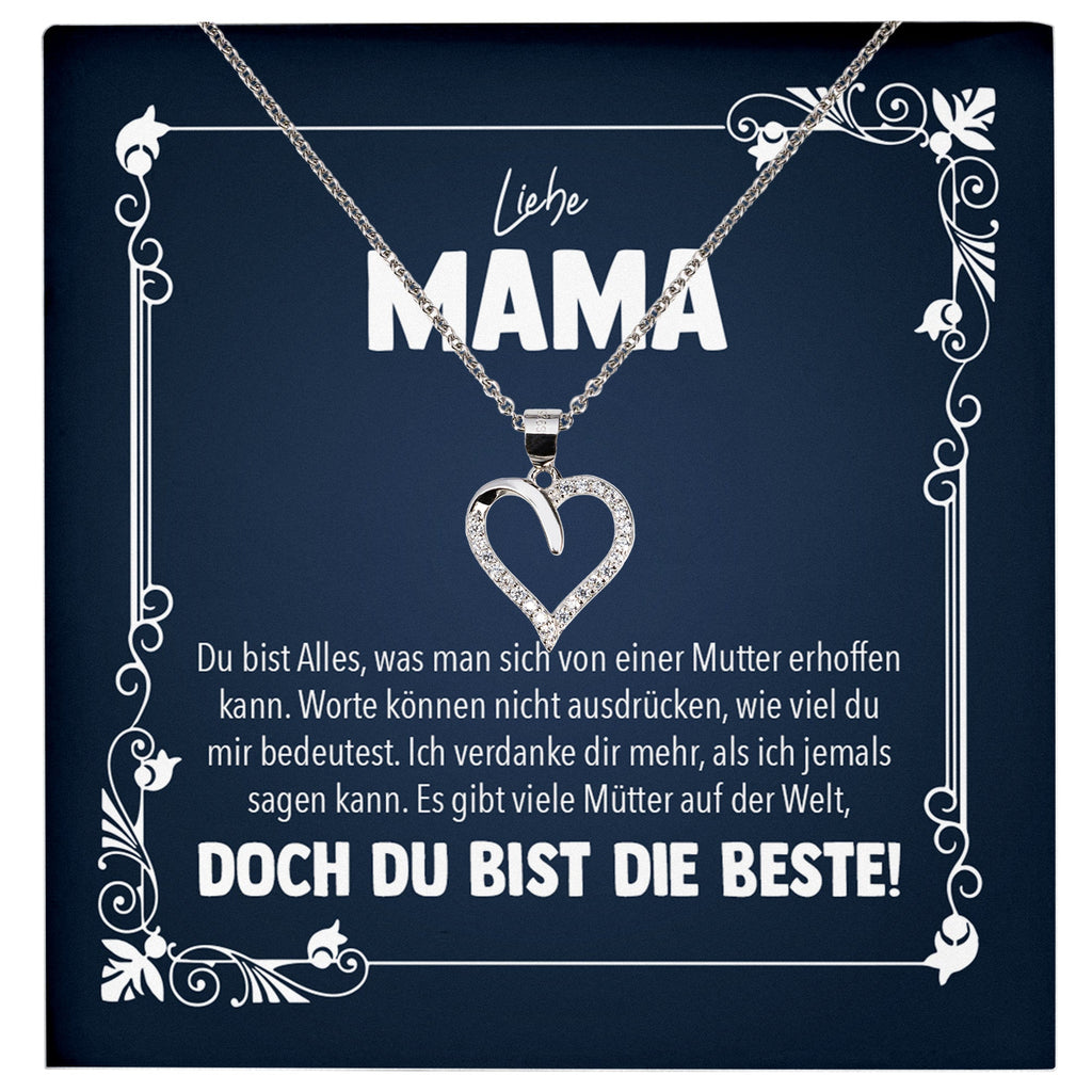 22Feels® Liebe Mama Geschenk Silber 925/000 Herz Halskette Muttertag Valentinstag Frauen Schmuck Karte Mutter Geburtstag Weihnachten Damen Collier Eltern-Schmuck mit Botschaftskarte - Herz21-22Feels