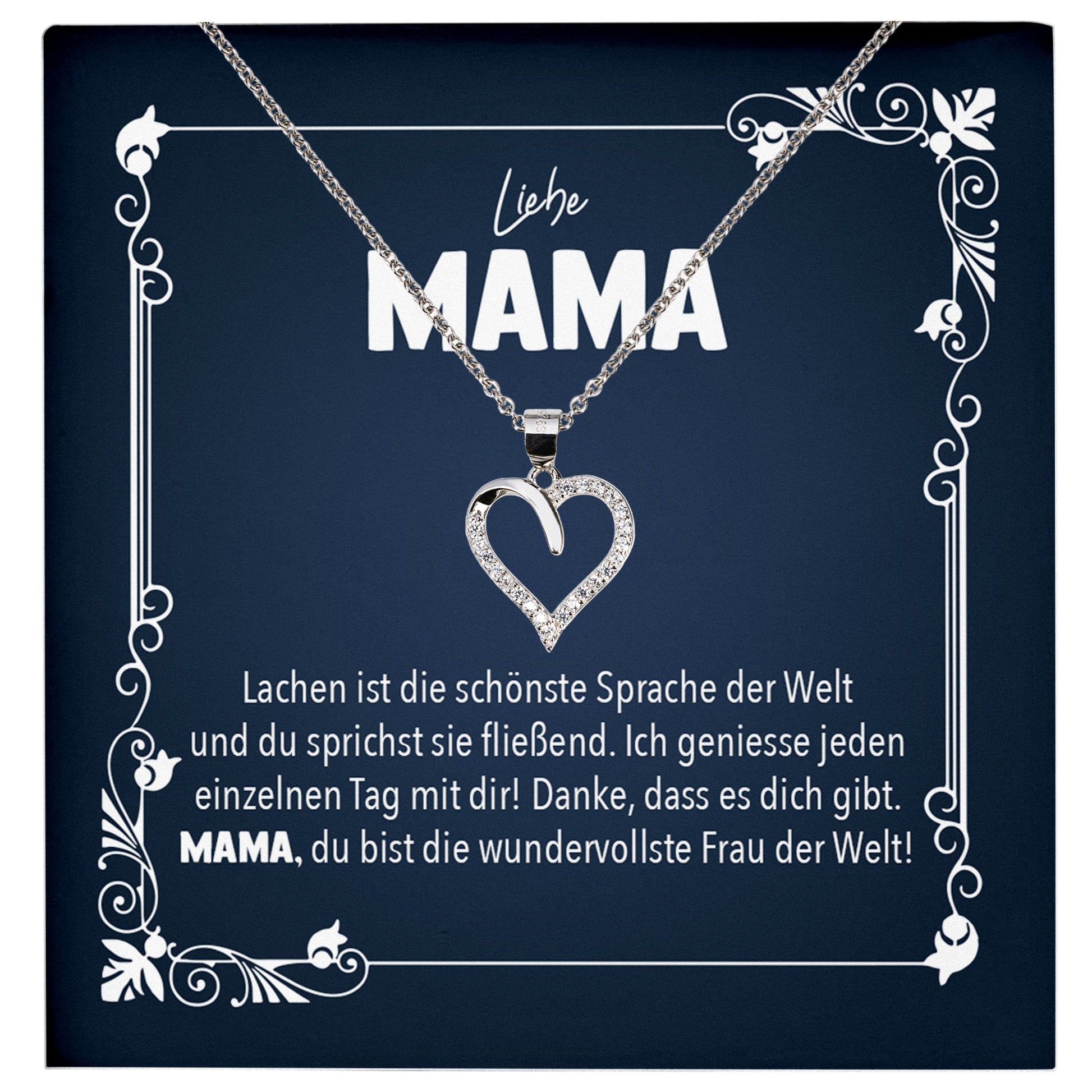 22Feels® Liebe Mama Geschenk Silber 925/000 Herz Halskette Muttertag Valentinstag Frauen Schmuck Karte Mutter Geburtstag Weihnachten Damen Collier Eltern-Schmuck mit Botschaftskarte - Herz21-22Feels