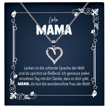 22Feels® Liebe Mama Geschenk Silber 925/000 Herz Halskette Muttertag Valentinstag Frauen Schmuck Karte Mutter Geburtstag Weihnachten Damen Collier Eltern-Schmuck mit Botschaftskarte - Herz21-22Feels