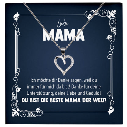 22Feels® Liebe Mama Geschenk Silber 925/000 Herz Halskette Muttertag Valentinstag Frauen Schmuck Karte Mutter Geburtstag Weihnachten Damen Collier Eltern-Schmuck mit Botschaftskarte - Herz21-22Feels