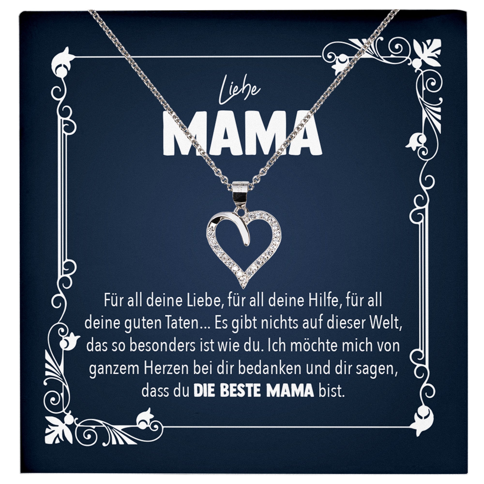 22Feels® Liebe Mama Geschenk Silber 925/000 Herz Halskette Muttertag Valentinstag Frauen Schmuck Karte Mutter Geburtstag Weihnachten Damen Collier Eltern-Schmuck mit Botschaftskarte - Herz21-22Feels