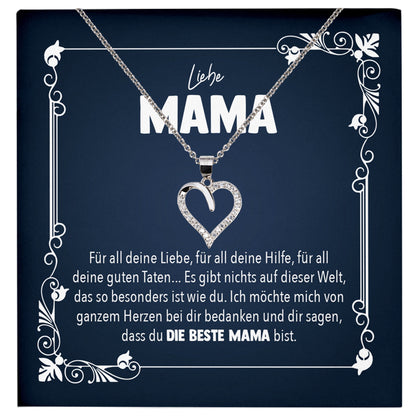 22Feels® Liebe Mama Geschenk Silber 925/000 Herz Halskette Muttertag Valentinstag Frauen Schmuck Karte Mutter Geburtstag Weihnachten Damen Collier Eltern-Schmuck mit Botschaftskarte - Herz21-22Feels