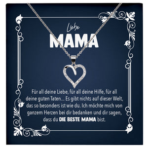 22Feels® Liebe Mama Geschenk Silber 925/000 Herz Halskette Muttertag Valentinstag Frauen Schmuck Karte Mutter Geburtstag Weihnachten Damen Collier Eltern-Schmuck mit Botschaftskarte - Herz21-22Feels