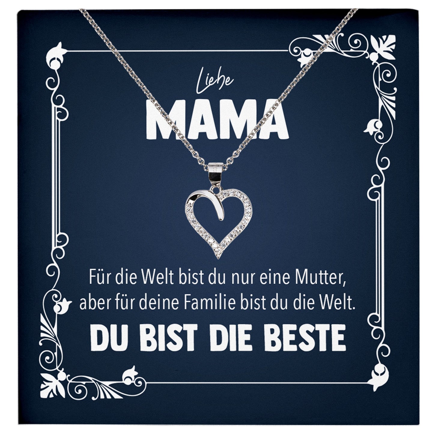 22Feels® Liebe Mama Geschenk Silber 925/000 Herz Halskette Muttertag Valentinstag Frauen Schmuck Karte Mutter Geburtstag Weihnachten Damen Collier Eltern-Schmuck mit Botschaftskarte - Herz21-22Feels