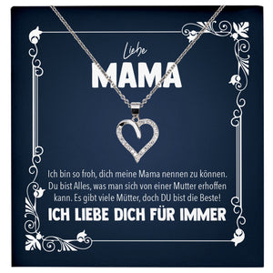 22Feels® Liebe Mama Geschenk Silber 925/000 Herz Halskette Muttertag Valentinstag Frauen Schmuck Karte Mutter Geburtstag Weihnachten Damen Collier Eltern-Schmuck mit Botschaftskarte - Herz21-22Feels
