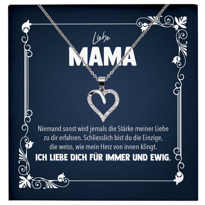 22Feels® Liebe Mama Geschenk Silber 925/000 Herz Halskette Muttertag Valentinstag Frauen Schmuck Karte Mutter Geburtstag Weihnachten Damen Collier Eltern-Schmuck mit Botschaftskarte - Herz21-22Feels