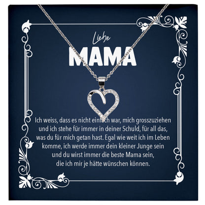 22Feels® Mama Geschenk von Sohn Silber 925/000 Herz Halskette Muttertag Frauen Schmuck mit Karte Mutter Geburtstag Weihnachten Damen Collier-Schmuck mit Botschaftskarte - Herz21-22Feels