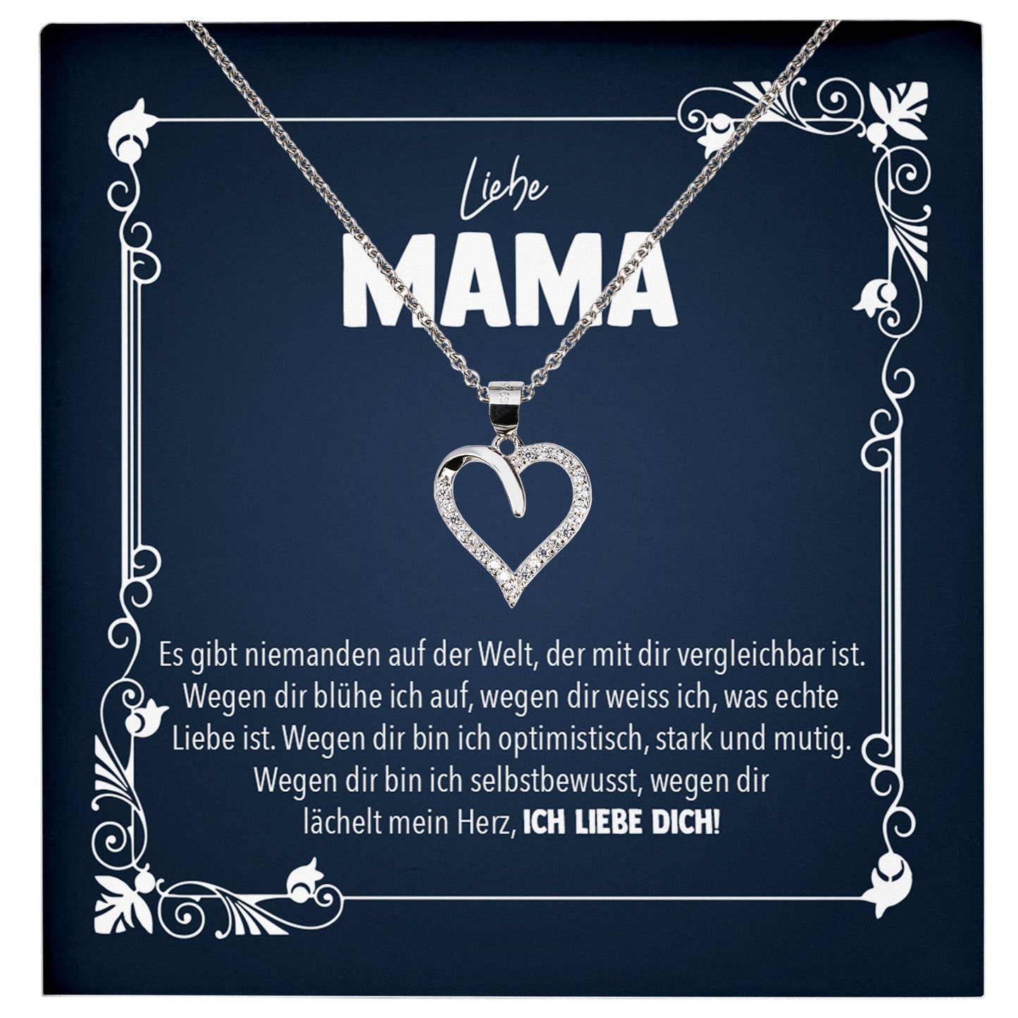 22Feels® Liebe Mama Geschenk Silber 925/000 Herz Halskette Muttertag Valentinstag Frauen Schmuck Karte Mutter Geburtstag Weihnachten Damen Collier Eltern-Schmuck mit Botschaftskarte - Herz21-22Feels