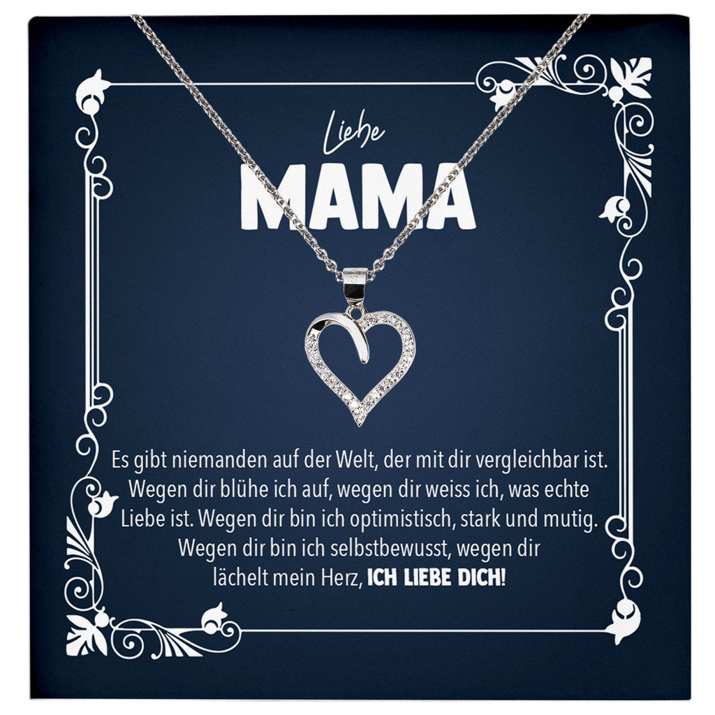 22Feels® Liebe Mama Geschenk Silber 925/000 Herz Halskette Muttertag Valentinstag Frauen Schmuck Karte Mutter Geburtstag Weihnachten Damen Collier Eltern-Schmuck mit Botschaftskarte - Herz21-22Feels
