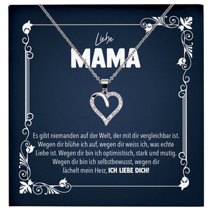 22Feels® Liebe Mama Geschenk Silber 925/000 Herz Halskette Muttertag Valentinstag Frauen Schmuck Karte Mutter Geburtstag Weihnachten Damen Collier Eltern-Schmuck mit Botschaftskarte - Herz21-22Feels