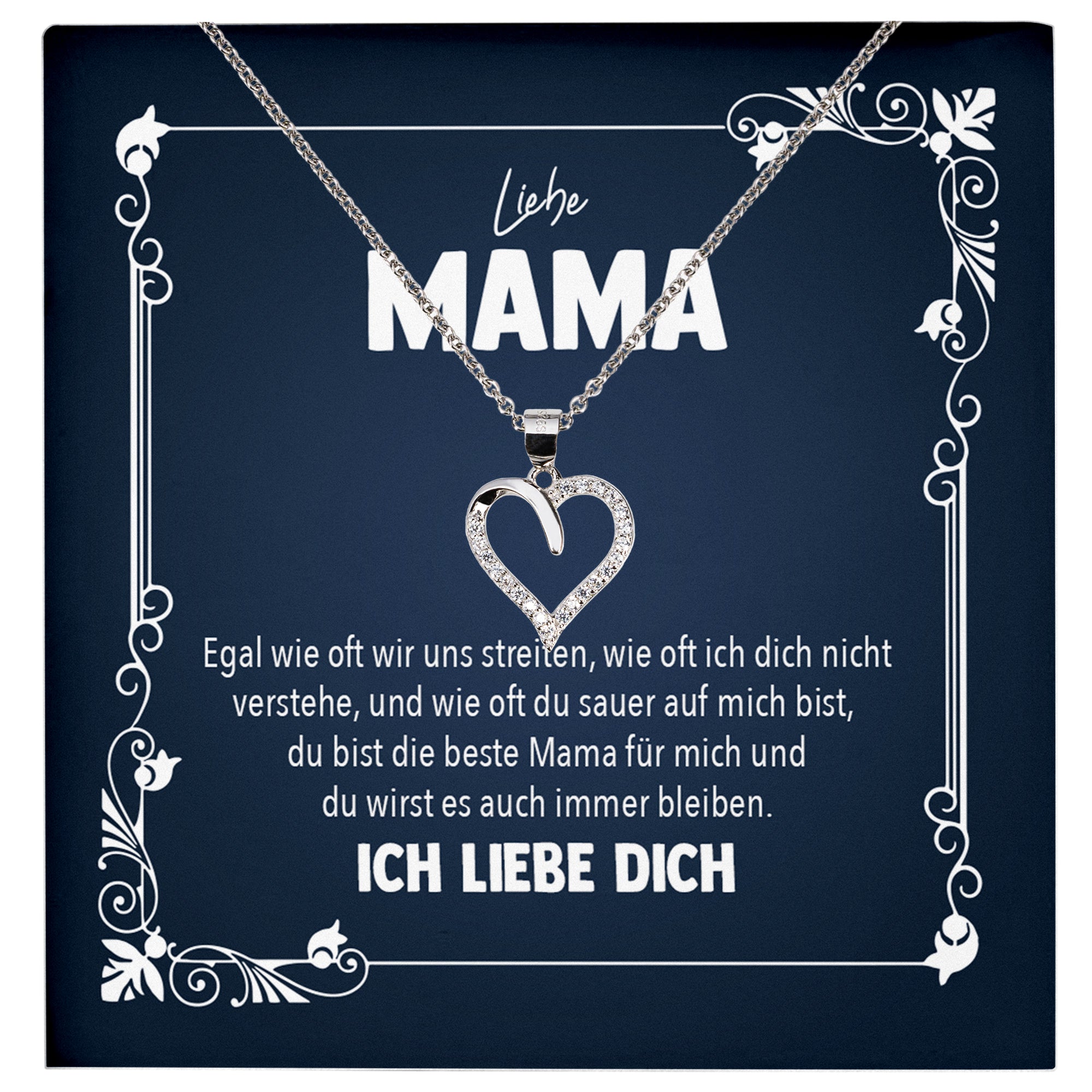 22Feels® Liebe Mama Geschenk Silber 925/000 Herz Halskette Muttertag Valentinstag Frauen Schmuck Karte Mutter Geburtstag Weihnachten Damen Collier Eltern-Schmuck mit Botschaftskarte - Herz21-22Feels