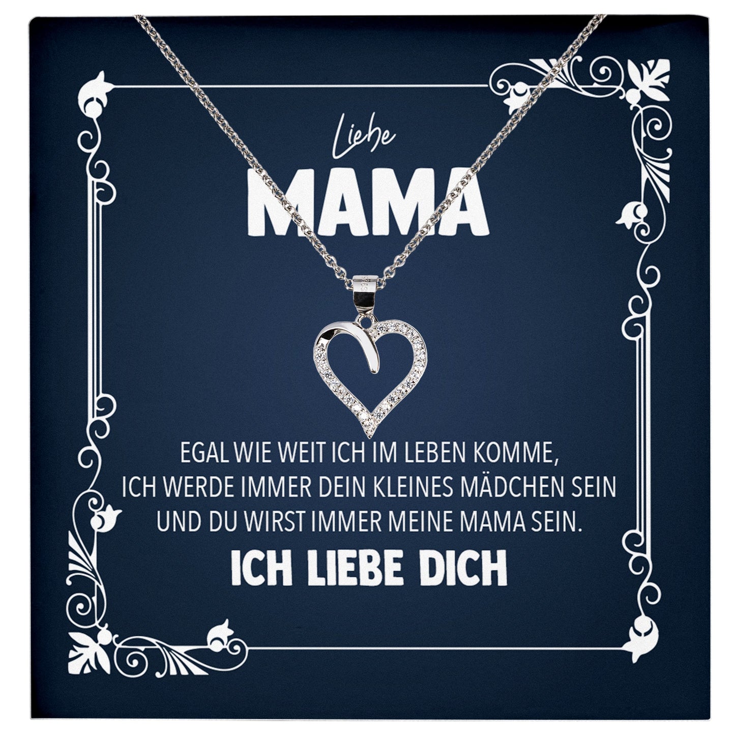 22Feels® Mama Geschenk von Tochter Silber 925/000 Herz Halskette Muttertag Frauen Schmuck mit Karte Mutter Geburtstag Weihnachten Damen Collier-Schmuck mit Botschaftskarte - Herz21-22Feels