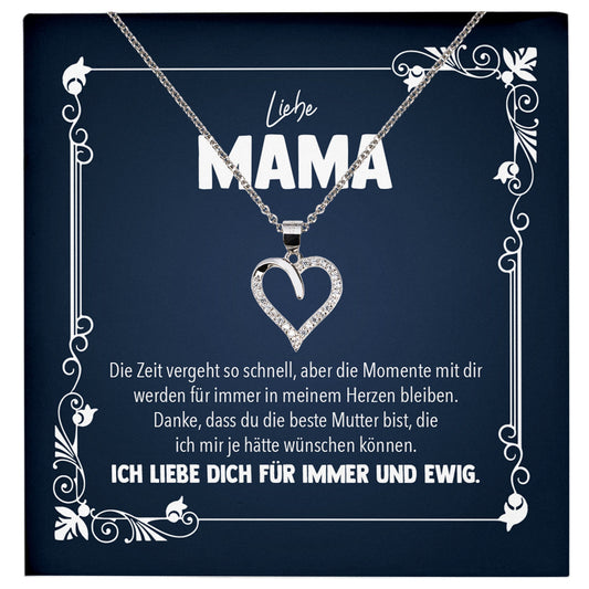 22Feels® Liebe Mama Geschenk Silber 925/000 Herz Halskette Muttertag Valentinstag Frauen Schmuck Karte Mutter Geburtstag Weihnachten Damen Collier Eltern-Schmuck mit Botschaftskarte - Herz21-22Feels
