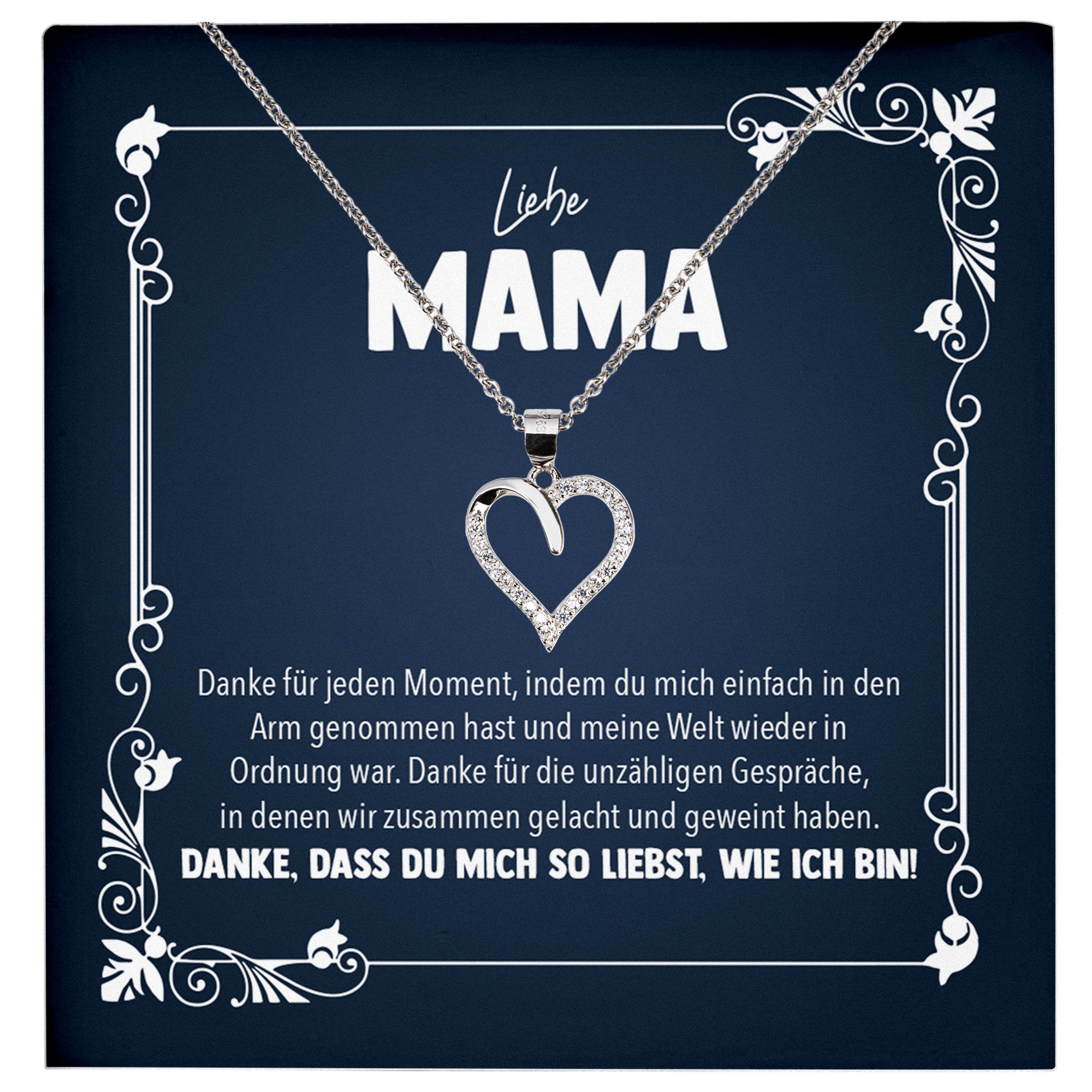 22Feels® Liebe Mama Geschenk Silber 925/000 Herz Halskette Muttertag Valentinstag Frauen Schmuck Karte Mutter Geburtstag Weihnachten Damen Collier Eltern-Schmuck mit Botschaftskarte - Herz21-22Feels