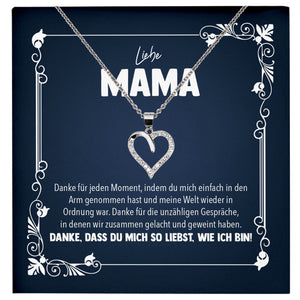 22Feels® Liebe Mama Geschenk Silber 925/000 Herz Halskette Muttertag Valentinstag Frauen Schmuck Karte Mutter Geburtstag Weihnachten Damen Collier Eltern-Schmuck mit Botschaftskarte - Herz21-22Feels