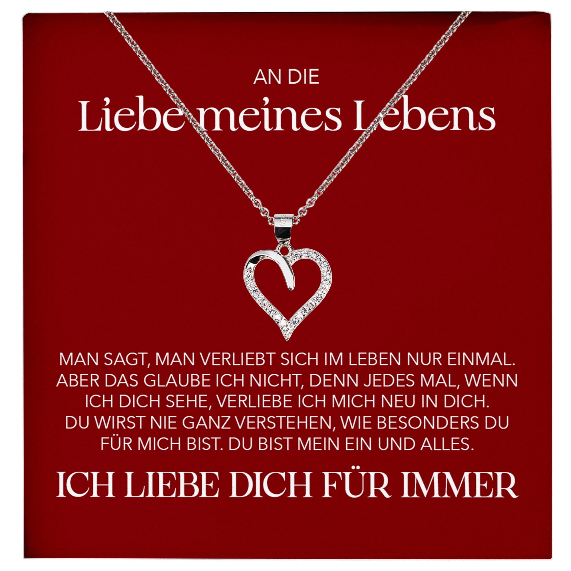 22Feels® Ich Liebe Dich Frauen Geschenk Silber 925/000 Schmuck "Meines Lebens" Ehefrau Freundin Herz Halskette Valentinstag Hochzeitstag Jahrestag-Schmuck mit Botschaftskarte - Herz21-22Feels