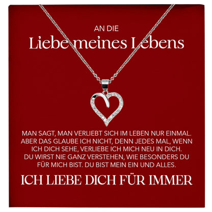 22Feels® Ich Liebe Dich Frauen Geschenk Silber 925/000 Schmuck "Meines Lebens" Ehefrau Freundin Herz Halskette Valentinstag Hochzeitstag Jahrestag-Schmuck mit Botschaftskarte - Herz21-22Feels