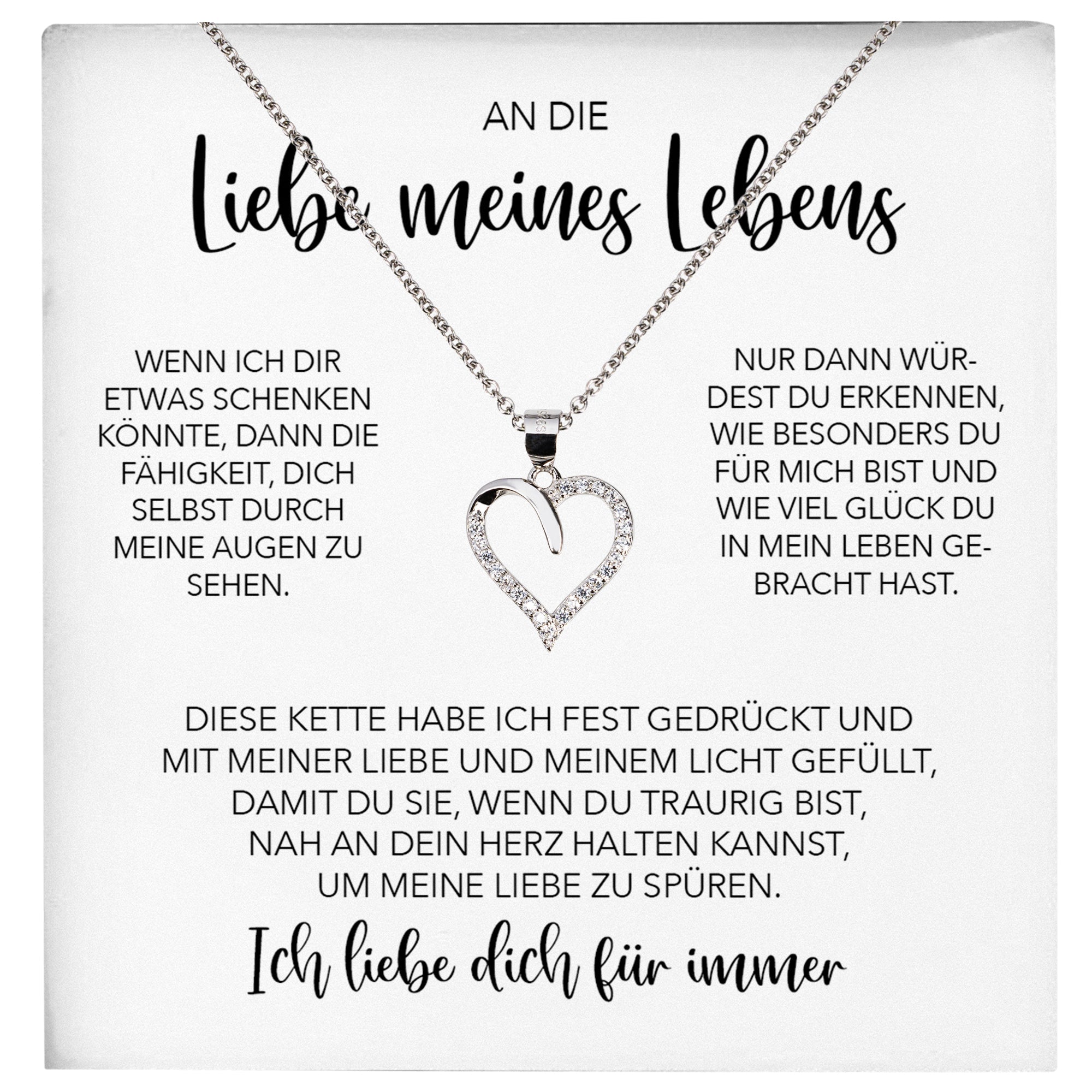 22Feels® Ich Liebe Dich Frauen Geschenk Silber 925/000 Schmuck "Meines Lebens" Ehefrau Freundin Herz Halskette Valentinstag Hochzeitstag Jahrestag-Schmuck mit Botschaftskarte - Herz21-22Feels