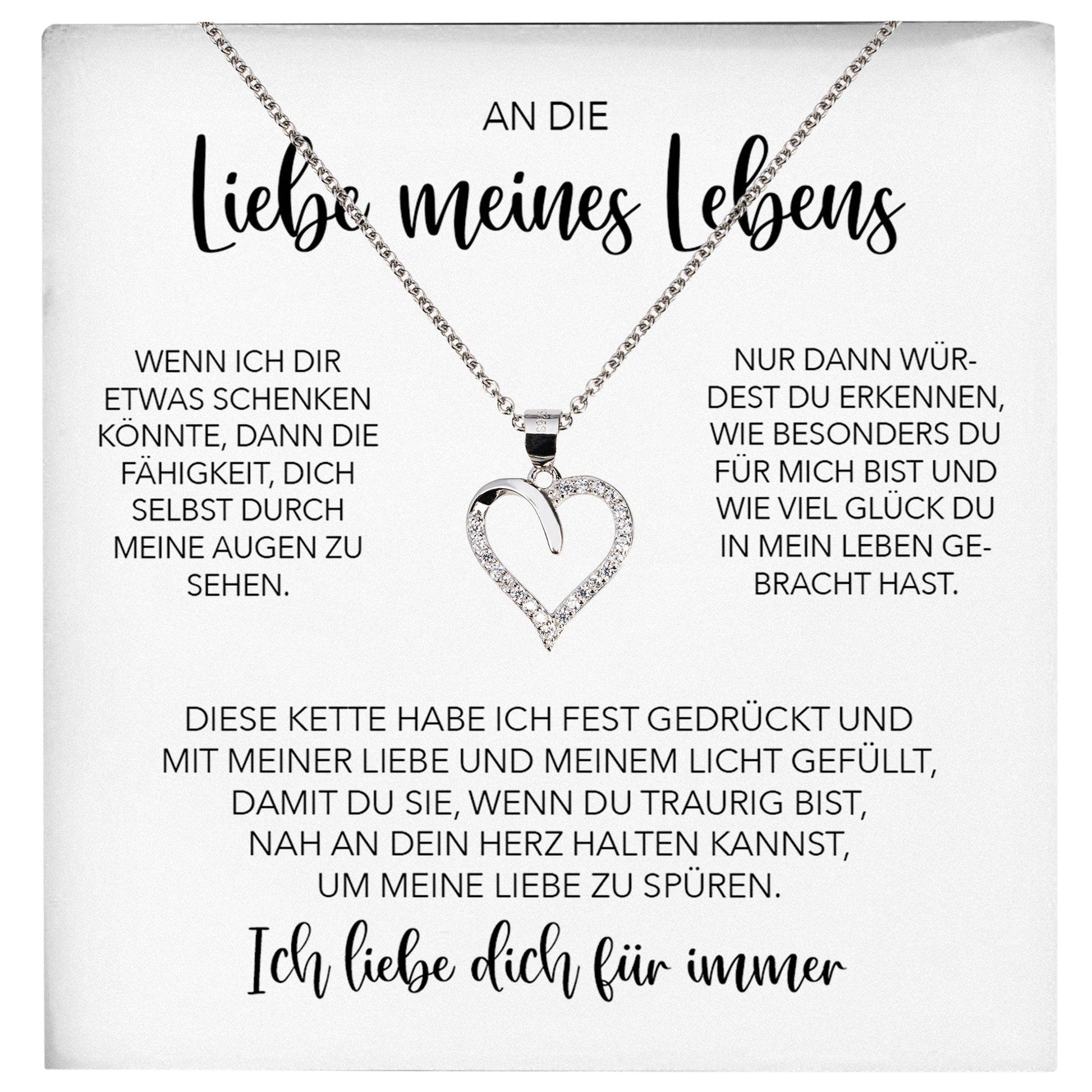 22Feels® Ich Liebe Dich Frauen Geschenk Silber 925/000 Schmuck "Meines Lebens" Ehefrau Freundin Herz Halskette Valentinstag Hochzeitstag Jahrestag-Schmuck mit Botschaftskarte - Herz21-22Feels