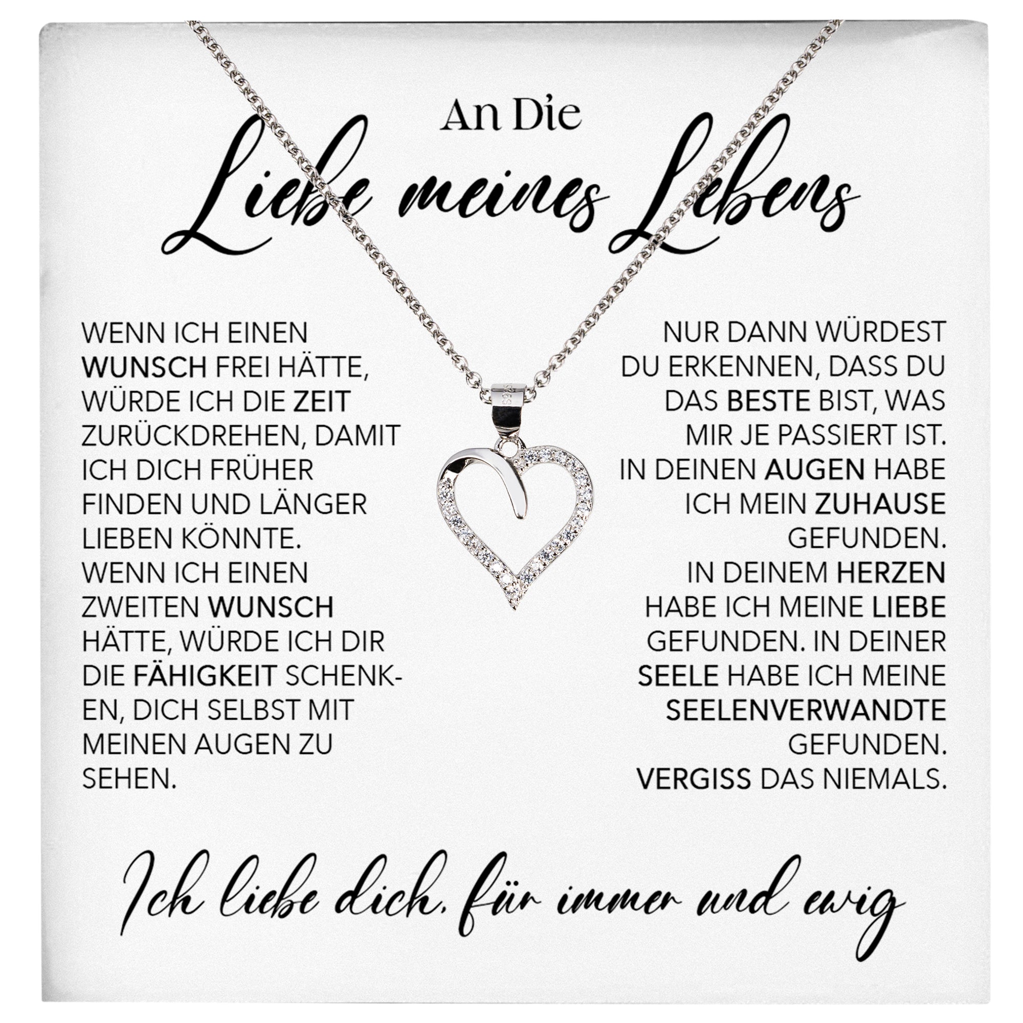 22Feels® Ich Liebe Dich Frauen Geschenk Silber 925/000 Schmuck "Meines Lebens" Ehefrau Freundin Herz Halskette Valentinstag Hochzeitstag Jahrestag-Schmuck mit Botschaftskarte - Herz21-22Feels