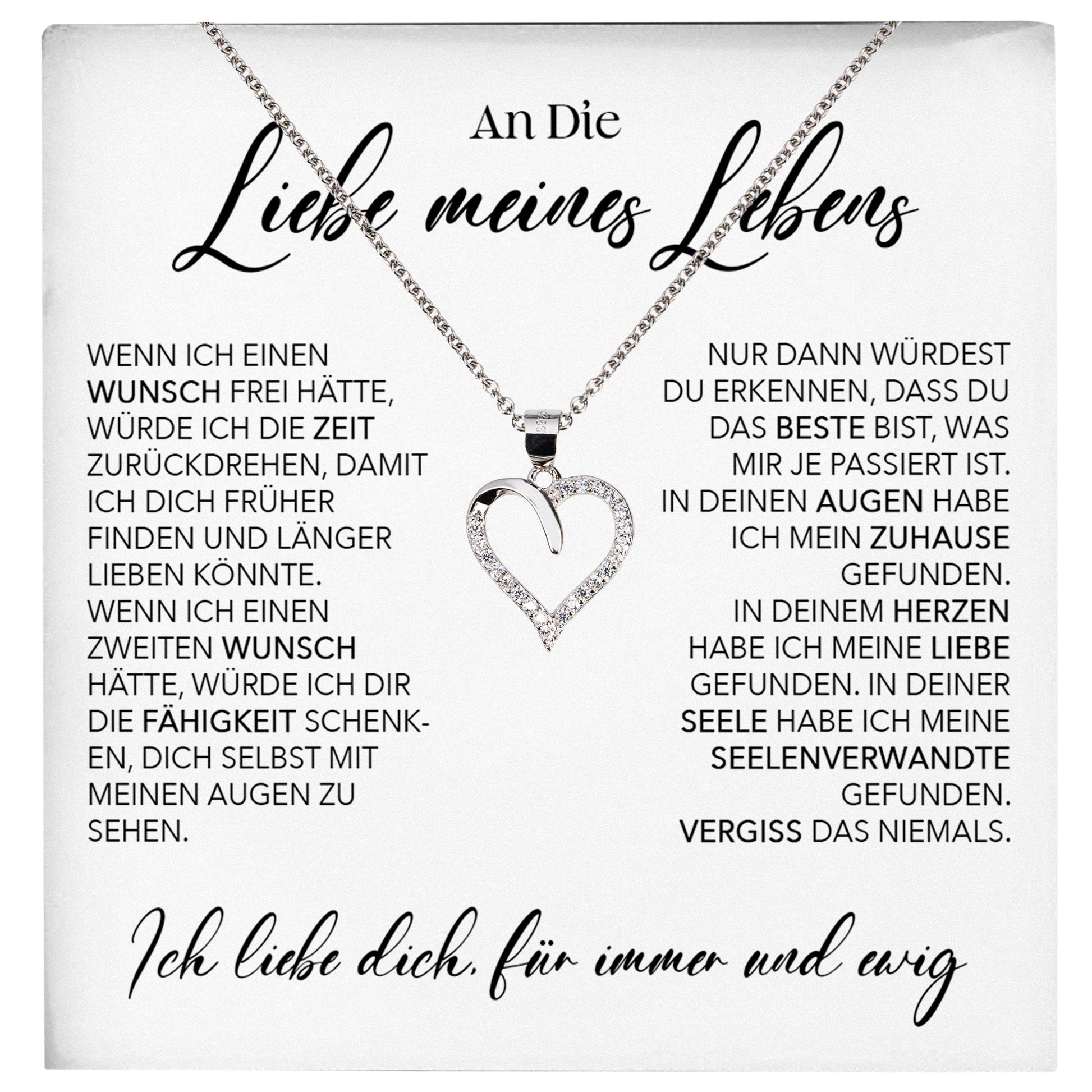 22Feels® Ich Liebe Dich Frauen Geschenk Silber 925/000 Schmuck "Meines Lebens" Ehefrau Freundin Herz Halskette Valentinstag Hochzeitstag Jahrestag-Schmuck mit Botschaftskarte - Herz21-22Feels