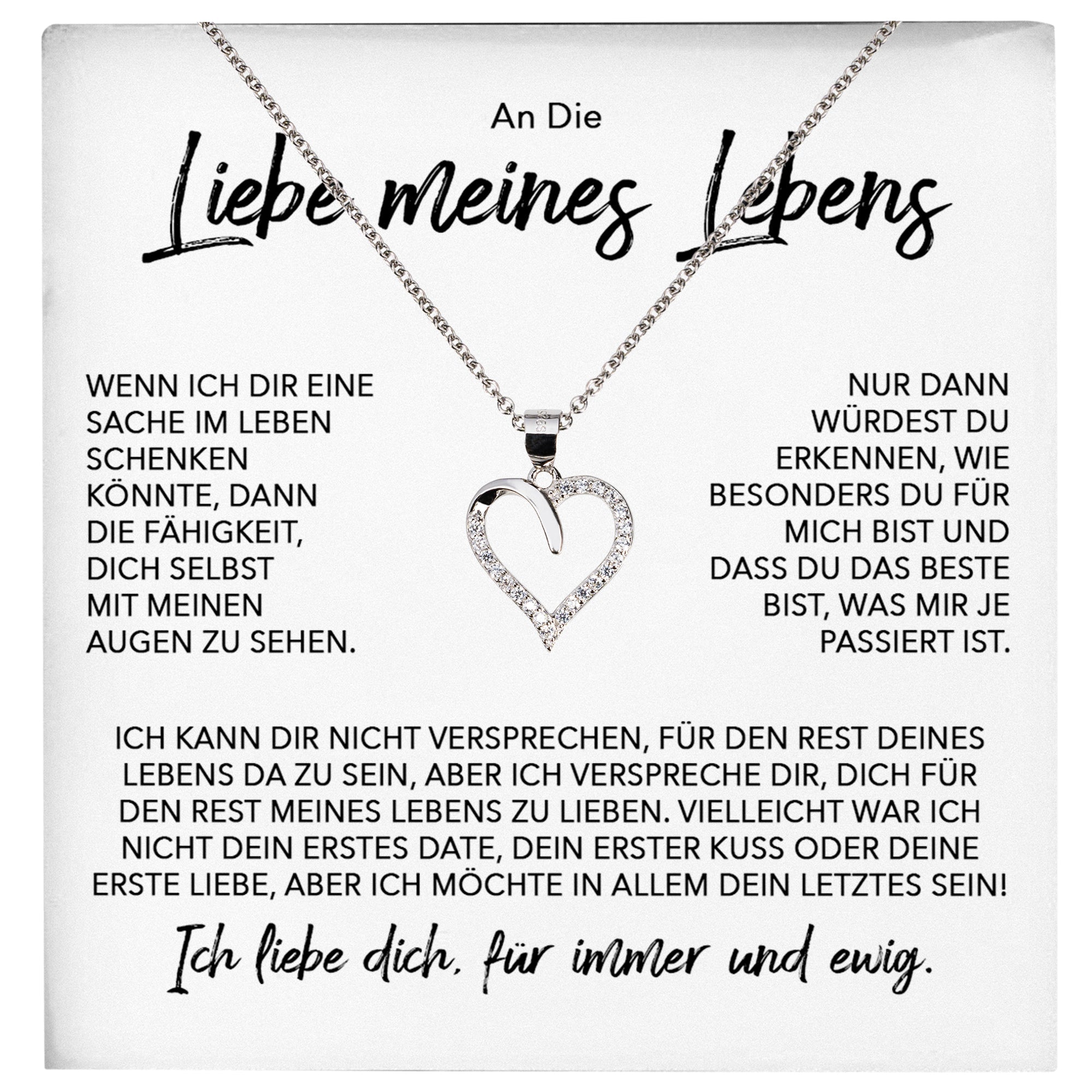 22Feels® Ich Liebe Dich Frauen Geschenk Silber 925/000 Schmuck "Meines Lebens" Ehefrau Freundin Herz Halskette Valentinstag Hochzeitstag Jahrestag-Schmuck mit Botschaftskarte - Herz21-22Feels