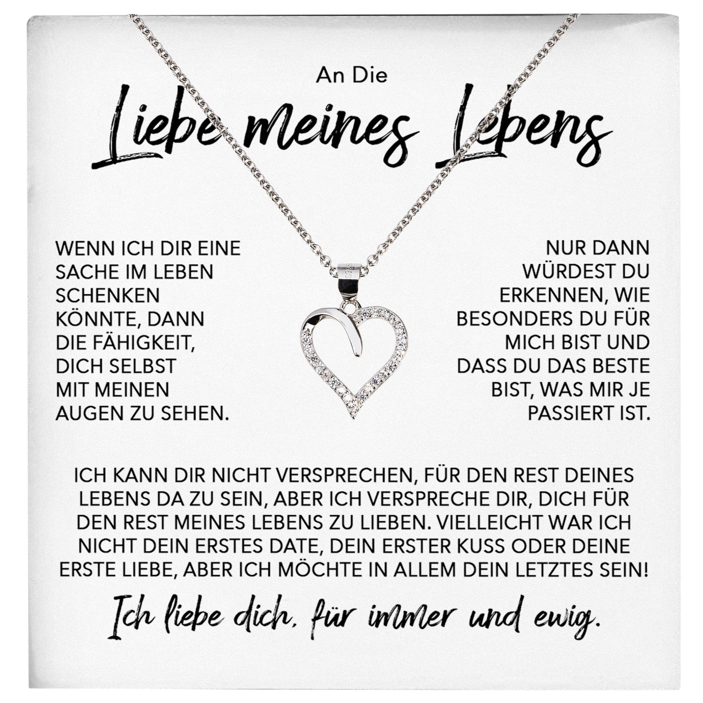 22Feels® Ich Liebe Dich Frauen Geschenk Silber 925/000 Schmuck "Meines Lebens" Ehefrau Freundin Herz Halskette Valentinstag Hochzeitstag Jahrestag-Schmuck mit Botschaftskarte - Herz21-22Feels
