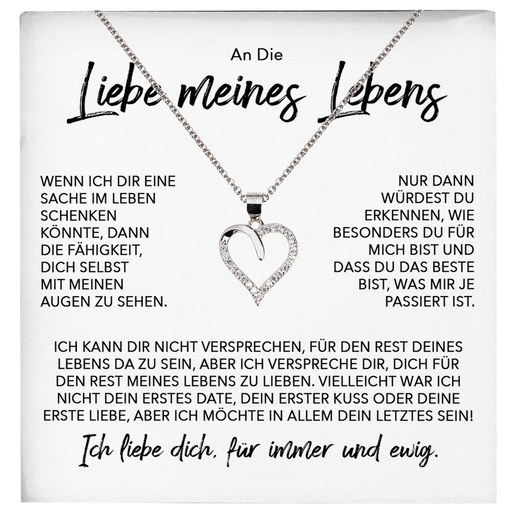 22Feels® Ich Liebe Dich Frauen Geschenk Silber 925/000 Schmuck "Meines Lebens" Ehefrau Freundin Herz Halskette Valentinstag Hochzeitstag Jahrestag-Schmuck mit Botschaftskarte - Herz21-22Feels