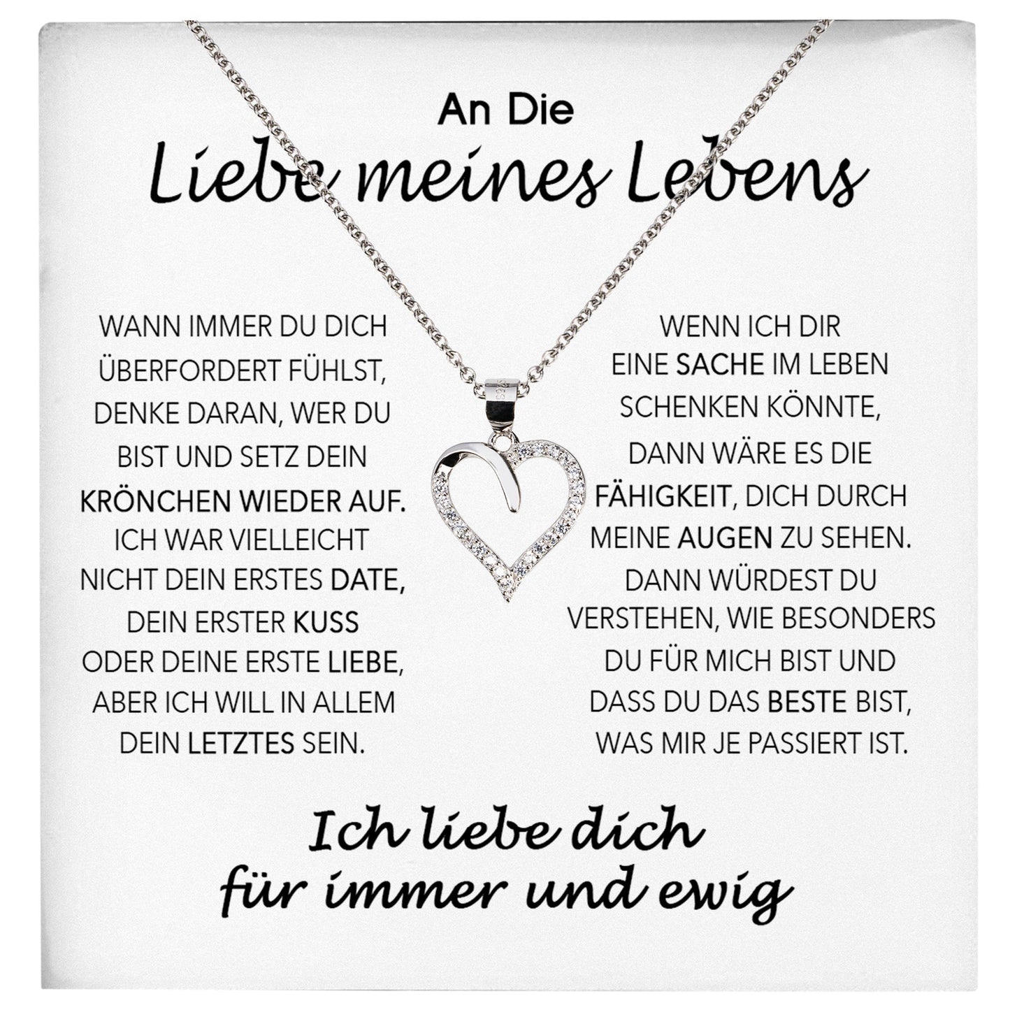 22Feels® Ich Liebe Dich Frauen Geschenk Silber 925/000 Schmuck "Meines Lebens" Ehefrau Freundin Herz Halskette Valentinstag Hochzeitstag Jahrestag-Schmuck mit Botschaftskarte - Herz21-22Feels