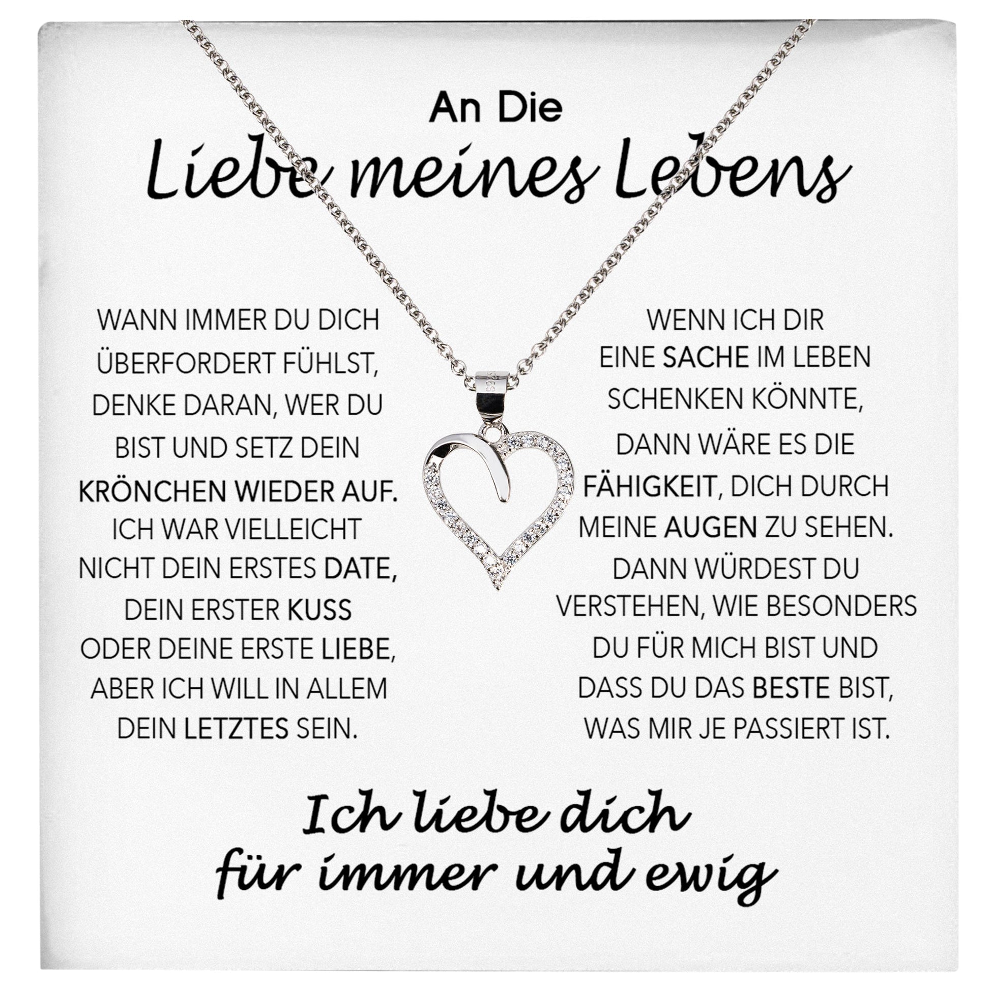 22Feels® Ich Liebe Dich Frauen Geschenk Silber 925/000 Schmuck "Meines Lebens" Ehefrau Freundin Herz Halskette Valentinstag Hochzeitstag Jahrestag-Schmuck mit Botschaftskarte - Herz21-22Feels