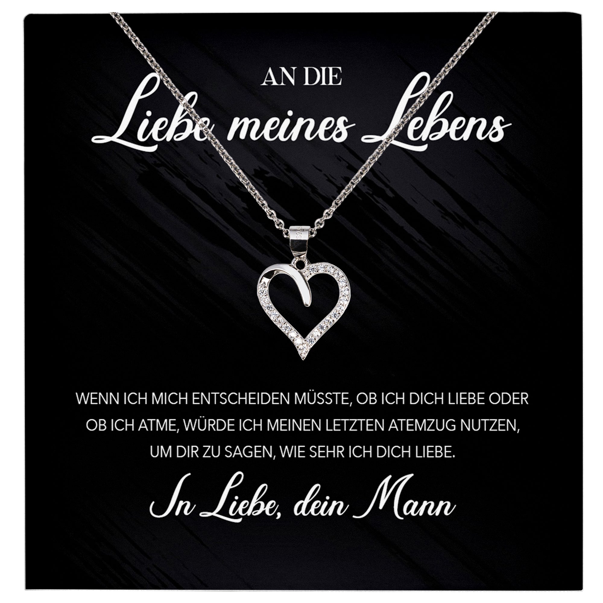 22Feels® Ich Liebe Dich Frauen Geschenk Silber 925/000 Schmuck "Meines Lebens" Ehefrau Freundin Herz Halskette Valentinstag Hochzeitstag Jahrestag-Schmuck mit Botschaftskarte - Herz21-22Feels