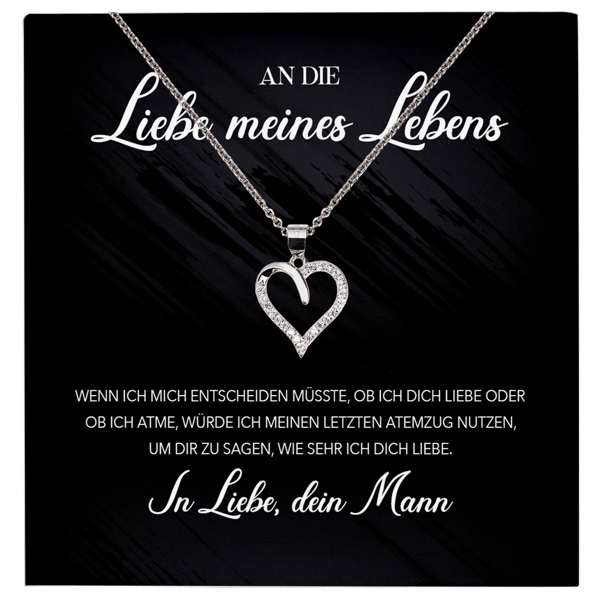 22Feels® Ich Liebe Dich Frauen Geschenk Silber 925/000 Schmuck "Meines Lebens" Ehefrau Freundin Herz Halskette Valentinstag Hochzeitstag Jahrestag-Schmuck mit Botschaftskarte - Herz21-22Feels