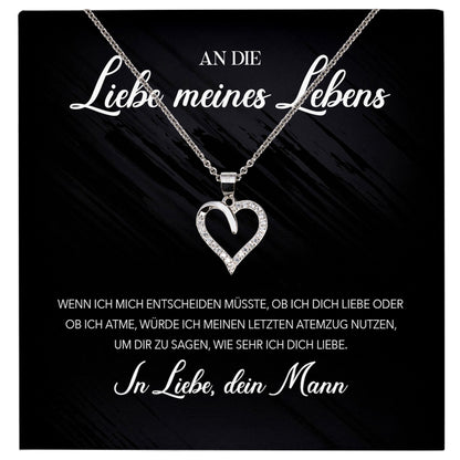 22Feels® Ich Liebe Dich Frauen Geschenk Silber 925/000 Schmuck "Meines Lebens" Ehefrau Freundin Herz Halskette Valentinstag Hochzeitstag Jahrestag-Schmuck mit Botschaftskarte - Herz21-22Feels