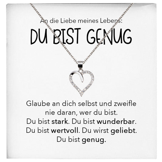 22Feels® Ich Liebe Dich Frauen Geschenk Silber 925/000 Schmuck "Meines Lebens" Ehefrau Du Bist Genug Herz Halskette Valentinstag Hochzeitstag Jahrestag-Schmuck mit Botschaftskarte - Herz21-22Feels