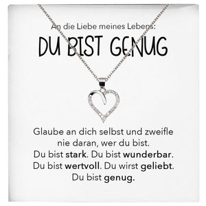 22Feels® Ich Liebe Dich Frauen Geschenk Silber 925/000 Schmuck "Meines Lebens" Ehefrau Du Bist Genug Herz Halskette Valentinstag Hochzeitstag Jahrestag-Schmuck mit Botschaftskarte - Herz21-22Feels