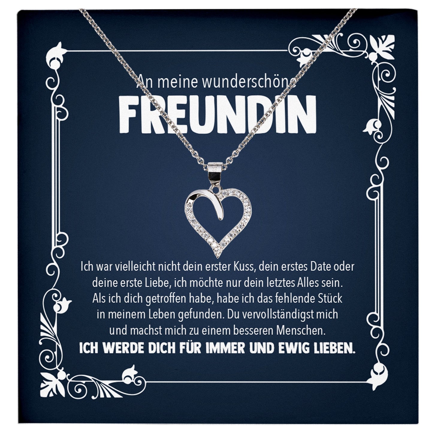 22Feels® Freundin Geschenk Silber Ich Liebe Dich Schmuck Frauen Silber 925/000 Herz Halskette Valentinstag Jahrestag Damen Collier Liebesbeweis-Schmuck mit Botschaftskarte - Herz21-22Feels