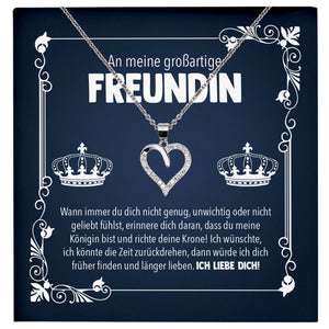 22Feels® Königin Freundin Geschenk Silber Ich Liebe Dich Schmuck Frauen Silber 925/000 Herz Halskette Valentinstag Jahrestag Damen Collier Liebesbeweis-Schmuck mit Botschaftskarte - Herz21-22Feels