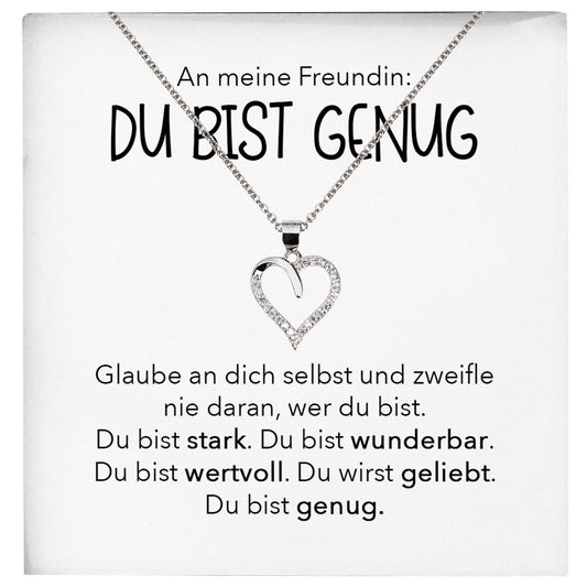 22Feels® Freundin Geschenk Silber Ich Liebe Dich Schmuck Frauen Silber 925/000 Herz Halskette Du Bist Genug Valentinstag Jahrestag Damen Collier-Schmuck mit Botschaftskarte - Herz21-22Feels