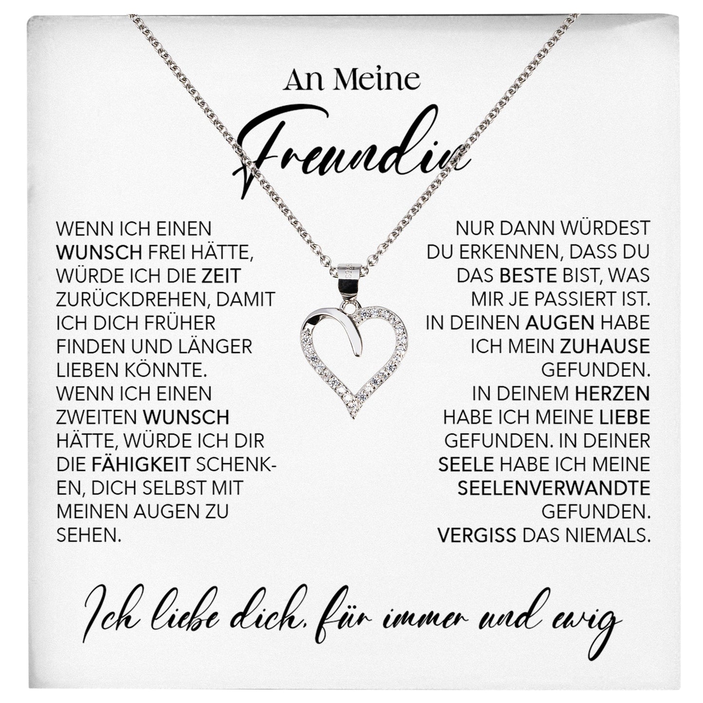 22Feels® Freundin Geschenk Silber Ich Liebe Dich Schmuck Frauen Silber 925/000 Herz Halskette Valentinstag Jahrestag Damen Collier Liebesbeweis-Schmuck mit Botschaftskarte - Herz21-22Feels