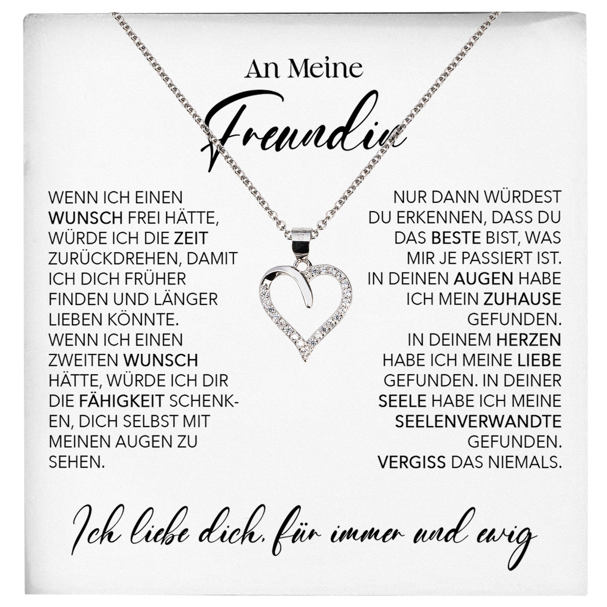 22Feels® Freundin Geschenk Silber Ich Liebe Dich Schmuck Frauen Silber 925/000 Herz Halskette Valentinstag Jahrestag Damen Collier Liebesbeweis-Schmuck mit Botschaftskarte - Herz21-22Feels